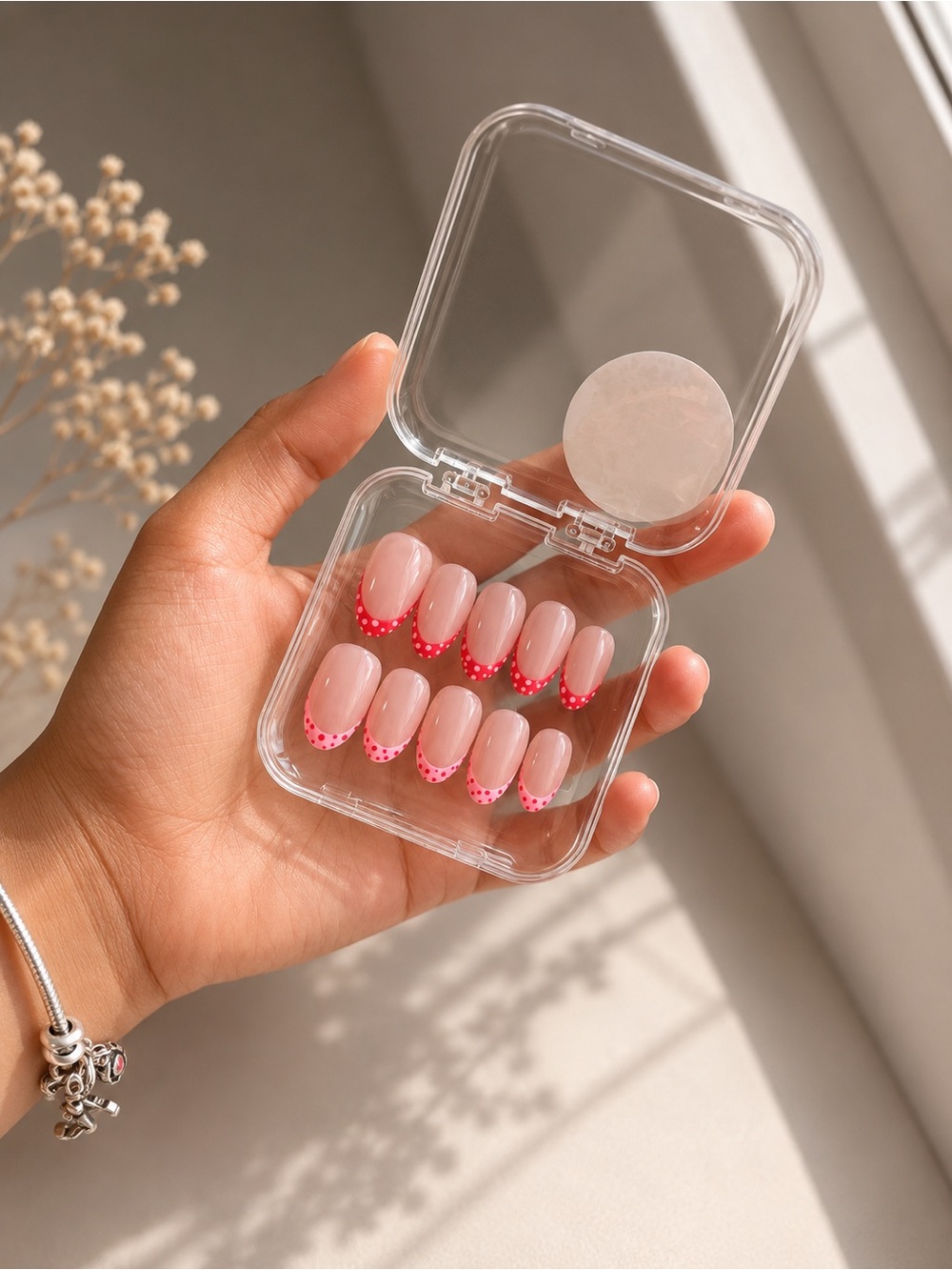 Nails at Play Pink Polka Dot French Press-On Nails